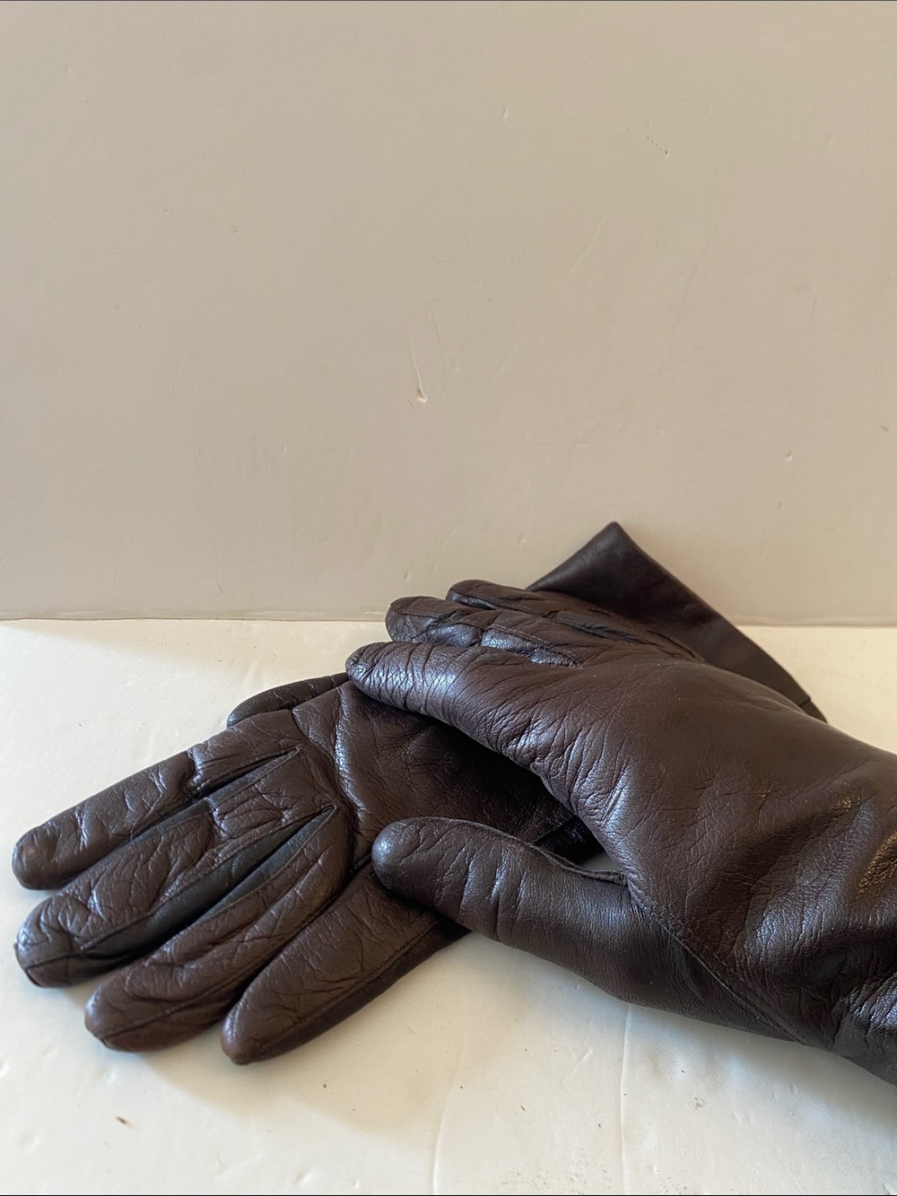 Classic Women's Brown Leather Gloves - Sleek Winter Accessory